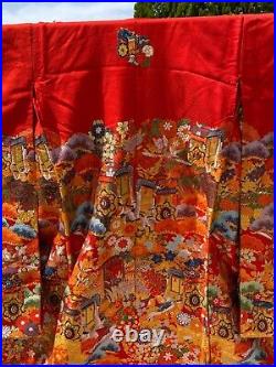 Kimono Iro Uchikake red pure silk bridal dress wedding dress Used From Japan