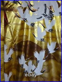 Kimono Uchikake Hand-painted Yuzen Akira Akiyama Pure Silk Red-crowned cranes