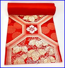 L72.8 High Quality Pure Silk Table Runner, Converting Japanese Kimono Obi, Red