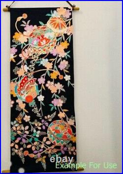 Maru Obi Silk Japanese Kimono Antique Woven Classic Belt Red Flower Narrow