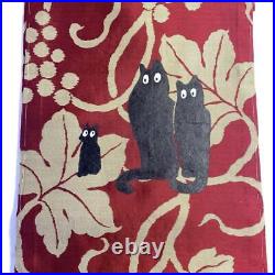 NAGOYA OBI Japanese KIMONO CAT Silk Red Beige Black