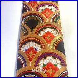 Nagoya Obi 4k1709 Cotton Summer Garments Silk Flower All-Round Red Gold