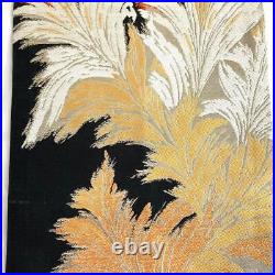 Nagoya Obi Kimono 987 Tailored Silk Patterned Black Gold White Yellow Red