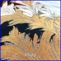 Nagoya Obi Kimono 987 Tailored Silk Patterned Black Gold White Yellow Red