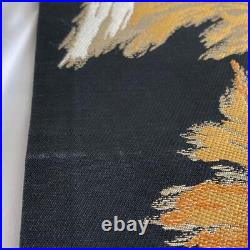 Nagoya Obi Kimono 987 Tailored Silk Patterned Black Gold White Yellow Red