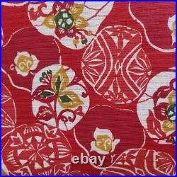 Nagoya Obi Summer 9-Inch, Silk, Pattern-Dyed, Flower Pattern, Red