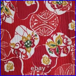 Nagoya Obi Summer 9-Inch, Silk, Pattern-Dyed, Flower Pattern, Red