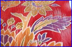 Obi KImono Fukuro Stylish Red Blurred Chinese Flower 4M16Cm Formal Pure Silk