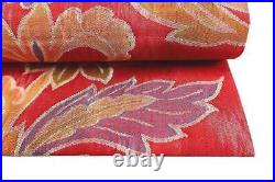 Obi KImono Fukuro Stylish Red Blurred Chinese Flower 4M16Cm Formal Pure Silk