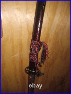 Red Bladed Katana From Japan With Stand, Katana Cleaning Kit, And Silk Box