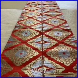 Shichigosan pure silk maru obi red pattern Japanese Kimono traditional belt