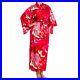 Silk Crane Print Long Red Japanese Kimono