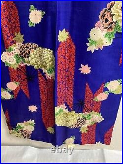 VINTAGE 40's JAPANESE KIMONO / KOMON / PURE SILK / Japanese Robe/Japanese Dress