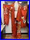 VTG 1940s Japanese Hand Made Embroidered Red Silk Uchikake Wedding Kimono 66L