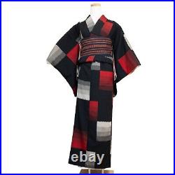 VTG Silk Ichimatsu Gradated Check Omeshi Kimono May24-B
