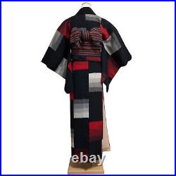 VTG Silk Ichimatsu Gradated Check Omeshi Kimono May24-B