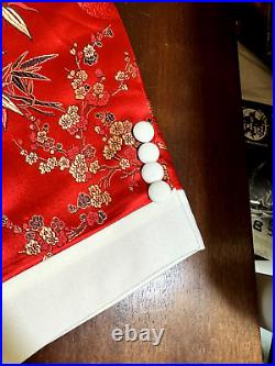 VUSON BESPOKE Custom Kimono Red Cream Embroiderded Robe Full Suit 42S Silk