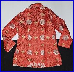 Vintage Handmade SILK KIMONO Red & Gold Floral Lined