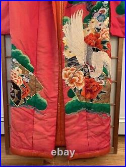 Vintage IRO UCHIKAKE Japanese Handmade Red Wedding Kimono Silk Embroidered