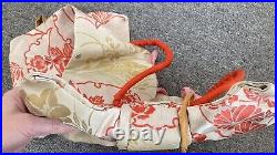 Vintage Japanese Obi Gold Red Silk Kimono Asseccory Pre-tied Collectible