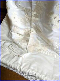 Vintage Japanese Pure Silk Kimono Uchikake Wedding White Crane embroidery (u60)