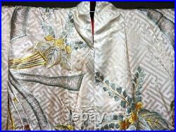 Vintage Japanese Pure silk Kimono Uchikake Wedding Gold peacock embroidery (u89)