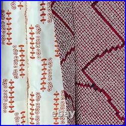 Vintage Japanese Silk Haori Coat in Shibori Tie-dye Bright Red Fan Pattern 28L