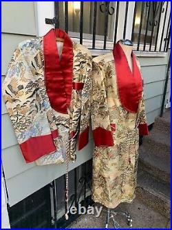 Vintage Japanese Wedding Set His Hers Silk Kimono Pair Robe Chu-furisode Medium