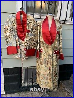 Vintage Japanese Wedding Set His Hers Silk Kimono Pair Robe Chu-furisode Medium