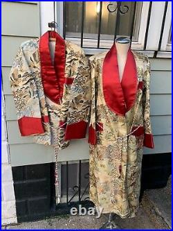 Vintage Japanese Wedding Set His Hers Silk Kimono Pair Robe Chu-furisode Medium