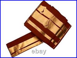Vintage Rusty-Red Silk Fukuro-Obi with Gold Take Bamboo Stalk Design Nov20C