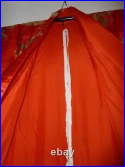 (W-KIM-1) Rare vintage red Silk Kakeshita Japanese Wedding Kimono crane floral